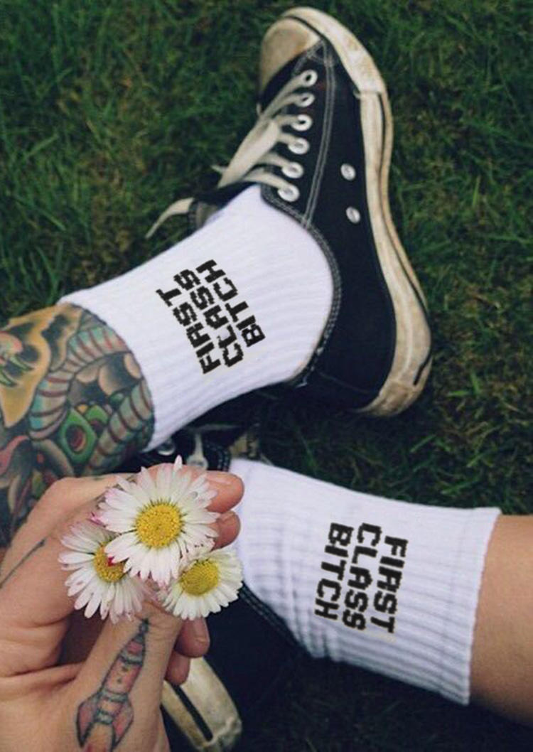 

Funny Letter Casual Crew Socks, Pattern2, 520357