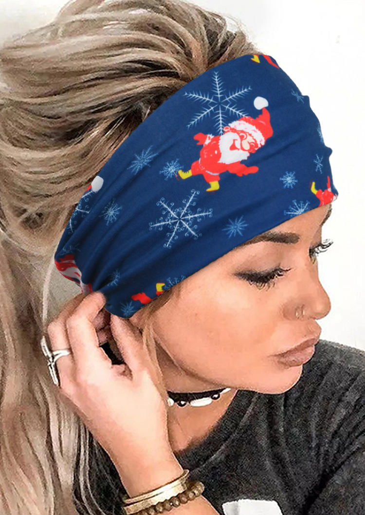 

Christmas Santa Claus Snowflake Wide Headband, Blue;green;brick red, 520554