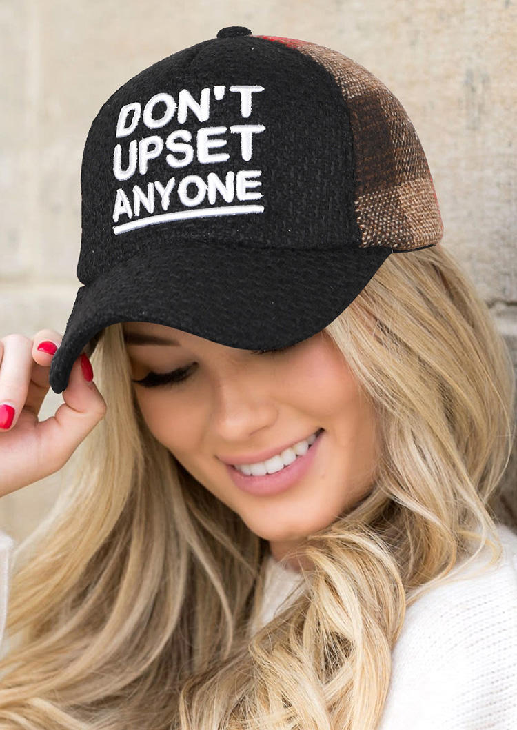 

Don't Upset Anyone Plaid Baseball Cap, Black;brown, 520618