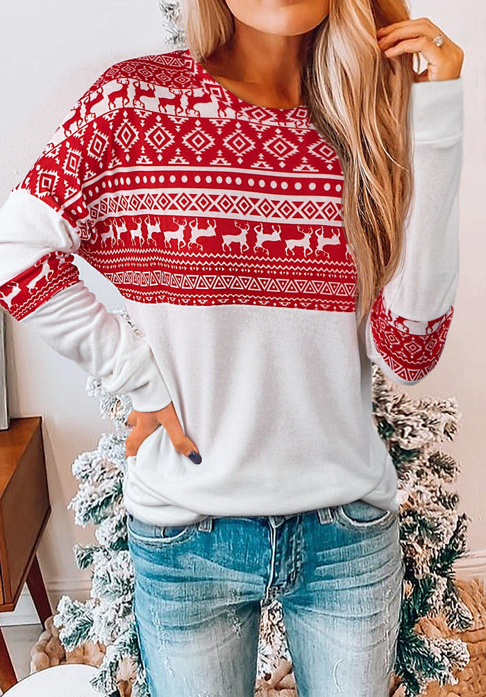 

Christmas Reindeer Long Sleeve Blouse - Red, 520639