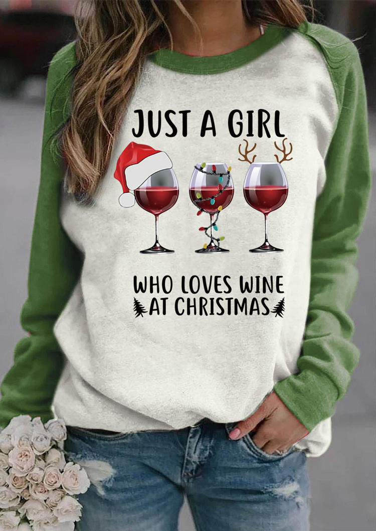 Just A Girl Who Loves Wine At Christmas Sweatshirt - Green