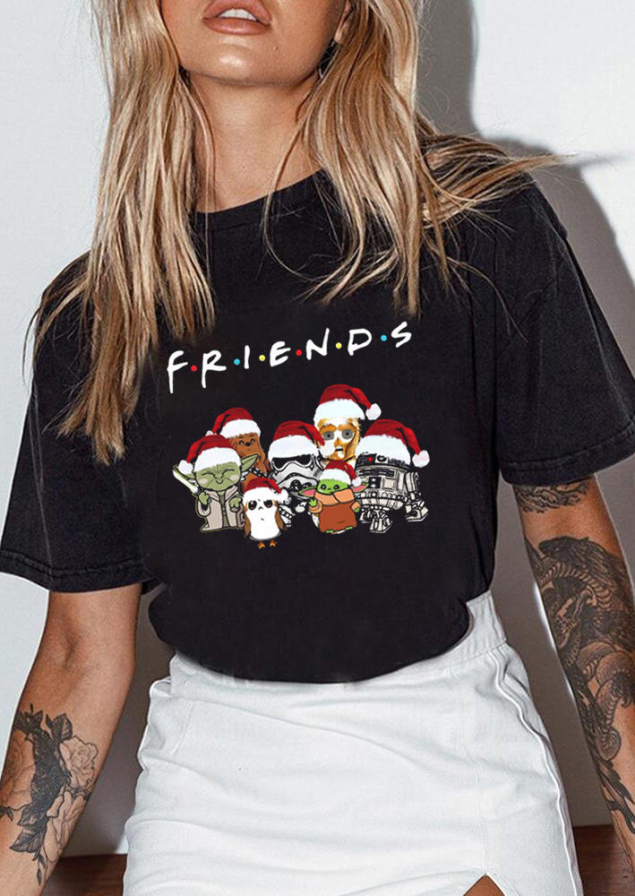 

Christmas Movie Character O-Neck T-Shirt Tee - Black, 520971