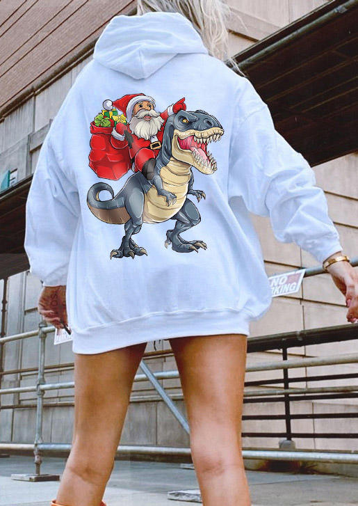 

Christmas Santa Dinosaur Pullover Hoodie - White, 521061