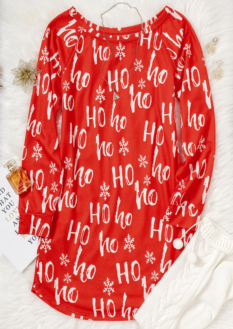 Ho Ho Ho Snowflake Mini Dress - Red