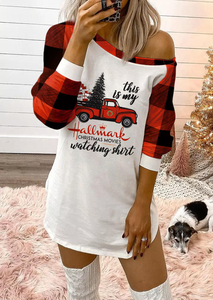 

Christmas Buffalo Plaid Raglan Sleeve Mini Dress, Multicolor, 520482