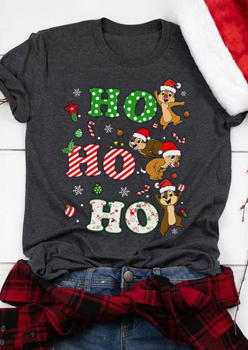 

Chipmunk Christmas Ho Ho Ho T-Shirt Tee - Gray, 521199