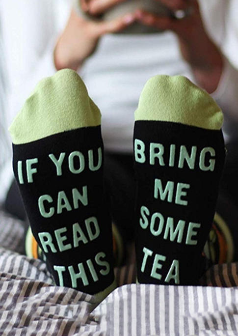 

If You Can Read This Bring Me Some Tea Casual Crew Socks, Green;red, 521225