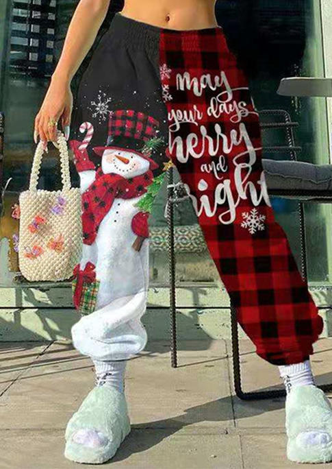 

Buffalo Plaid Snowflake Snowman Sweatpants - Red, 521230