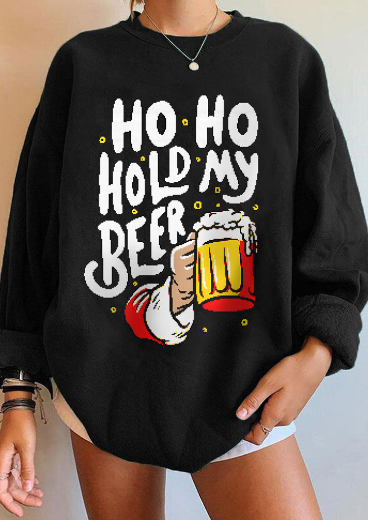 

Ho Ho Hold My Beer Long Sleeve Sweatshirt - Black, 521328