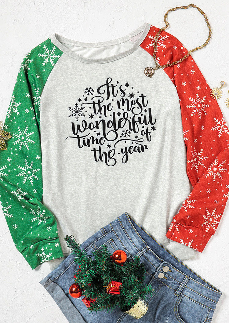 It's The Most Wonderful Time Of The Year Snowflake Sweatshirt - Light Grey