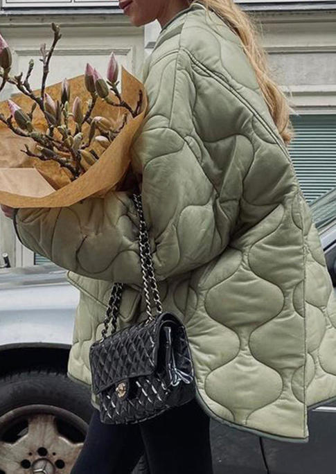 

Pocket Button Slit Parka Coat - Army Green, 520488