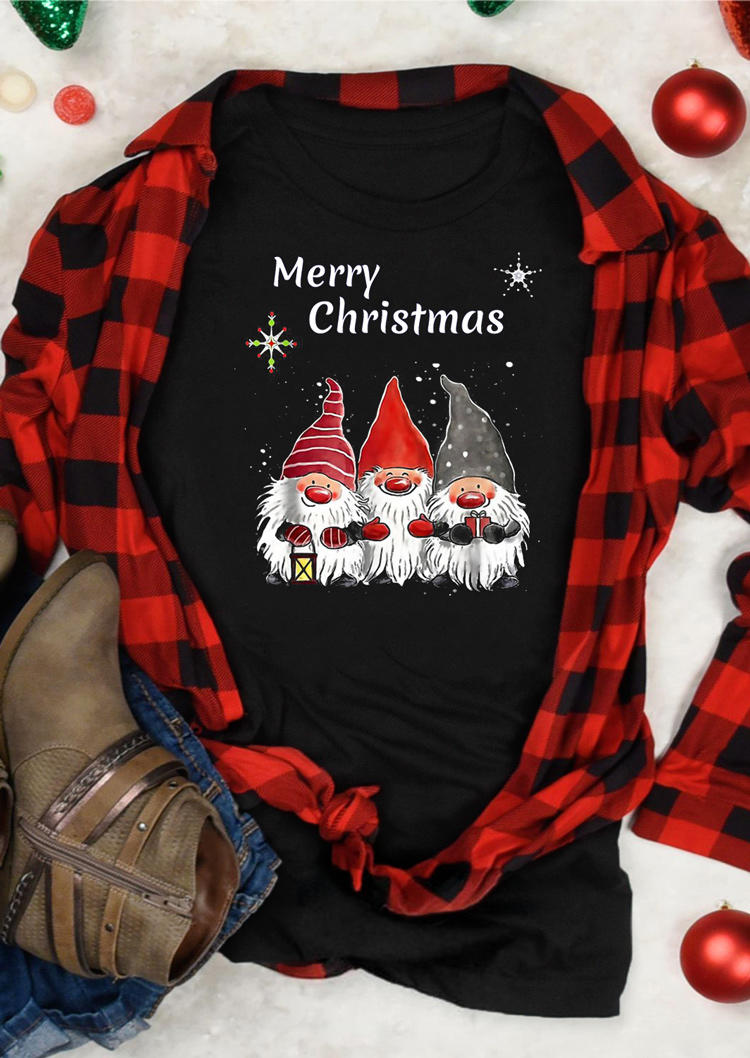 

Merry Christmas Gnomies T-Shirt Tee - Black, 521385
