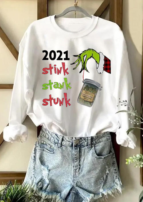 

2021 Stink Stank Stunk Christmas Sweatshirt - White, 521394