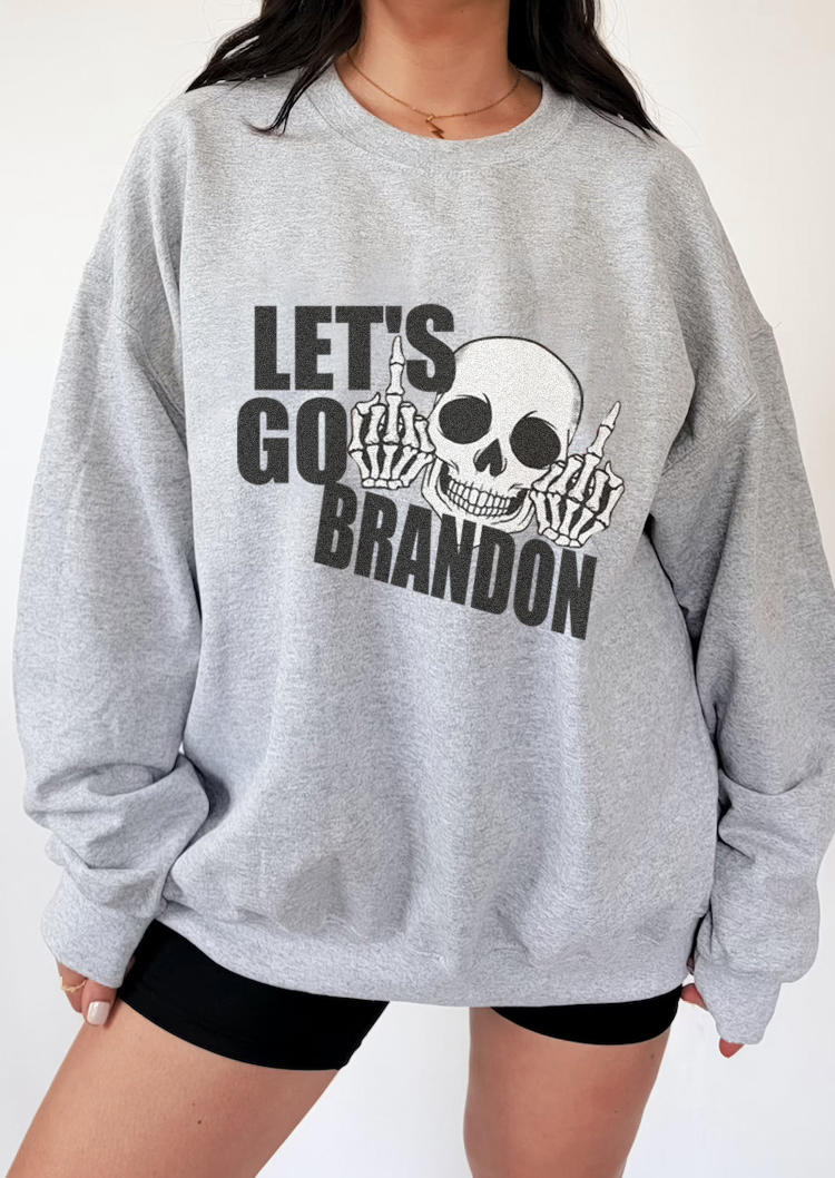 

Let' Go Brandon Skeleton Sweatshirt - Gray, 521420