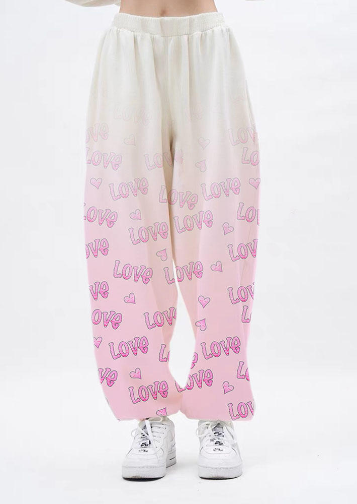 

Love Gradient Elastic Waist Sweatpants - Pink, 521430
