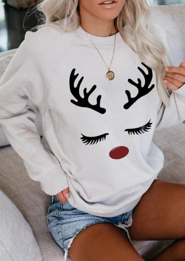 

Christmas Reindeer O-Neck Sweatshirt - White, 521470