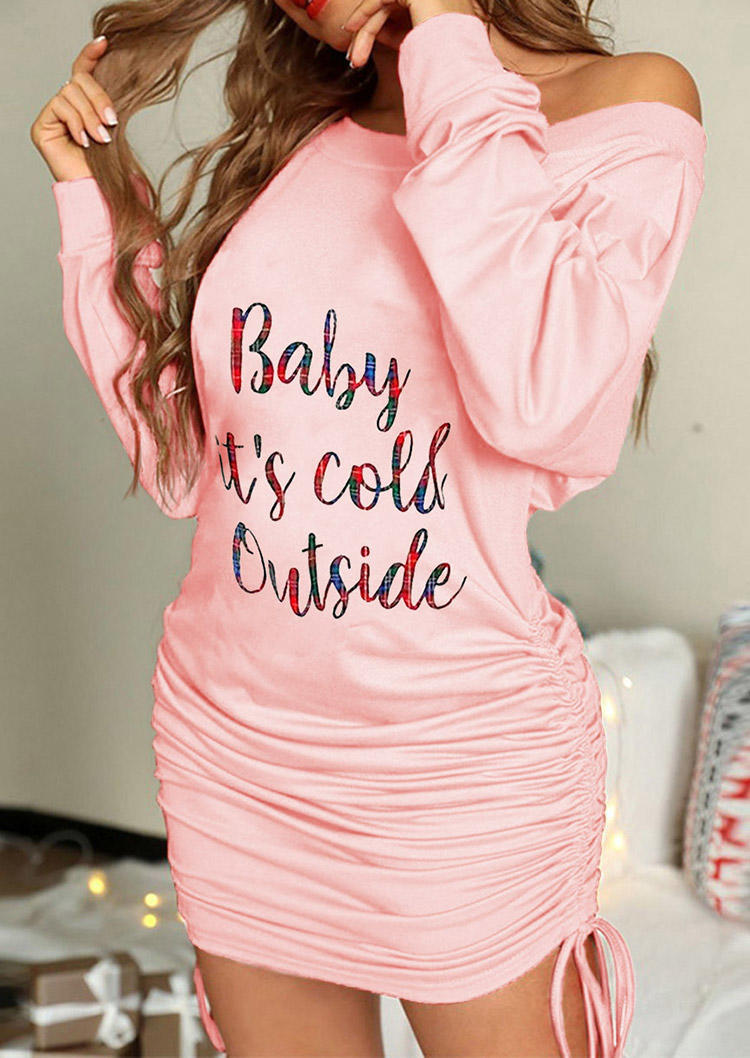 

Baby It' Cold Outside Snowflake Bodycon Dress - Pink, 521487