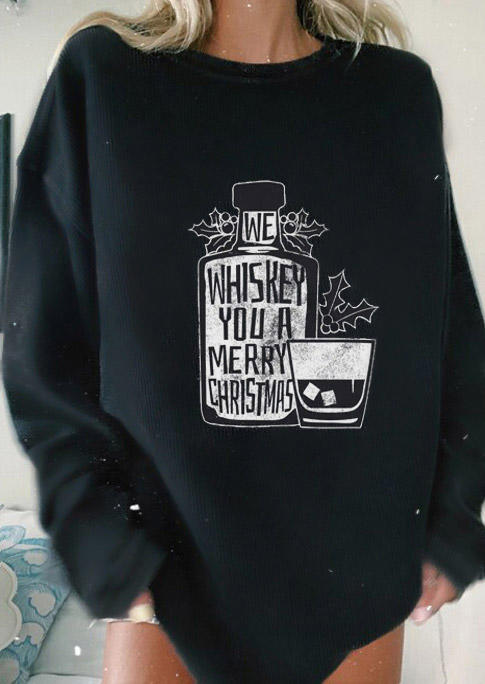 

Whiskey Merry Christmas Long Sleeve Sweatshirt - Black, 519936