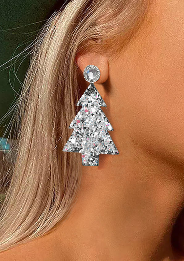 Christmas Tree Sequined Rhinestone Earrings