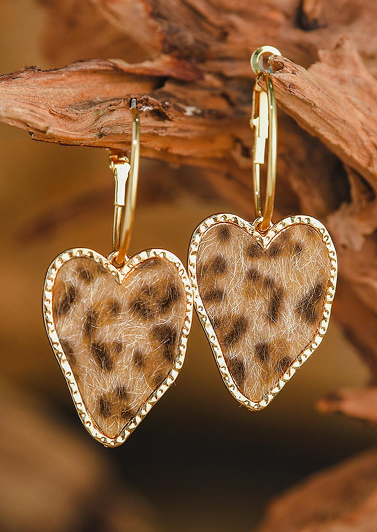 

Leopard Heart Alloy Earrings, Pattern1, 520605