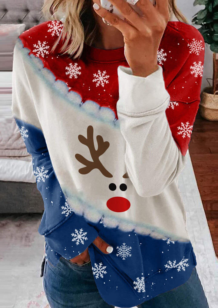 

Reindeer Snowflake Color Block Sweatshirt, Multicolor, 520933