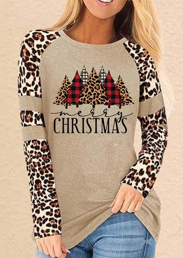 

Christmas Tree Leopard Plaid T-Shirt Tee, Multicolor, 520946