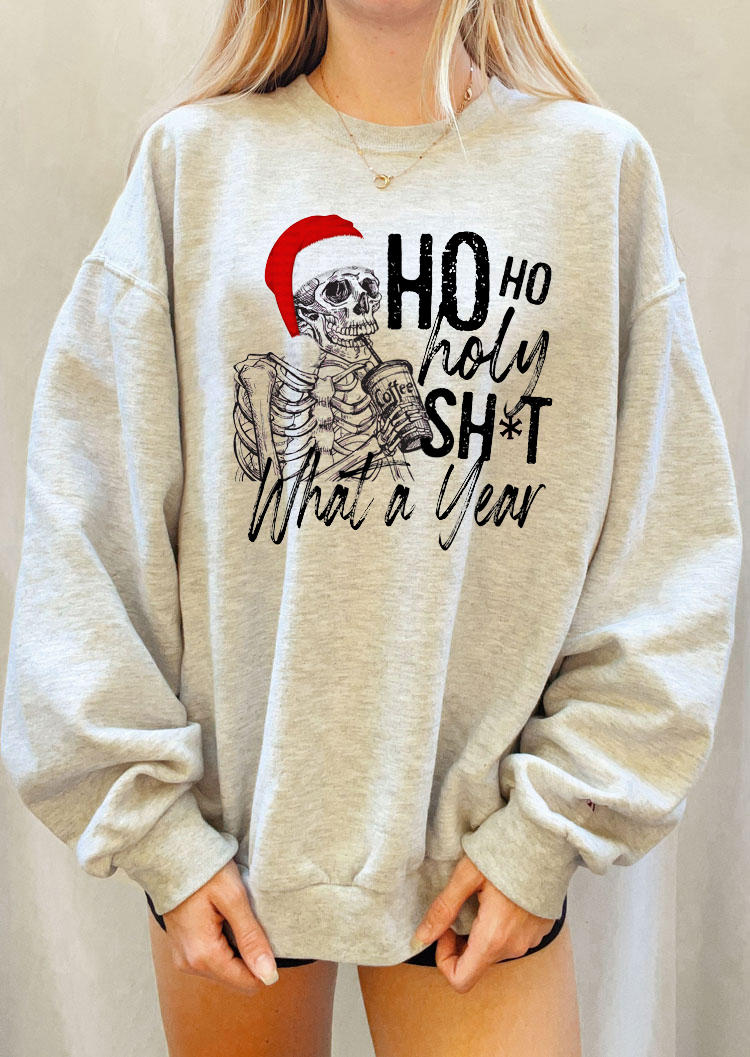 

Christmas Ho Ho Holy What A Year Skeleton Sweatshirt - Light Grey, 521421