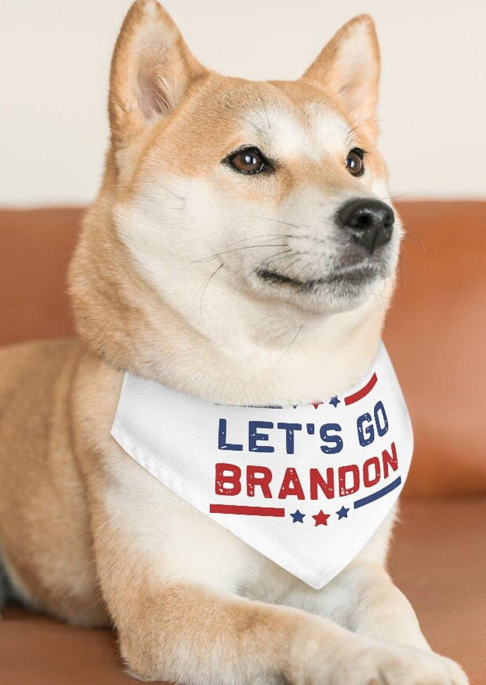 

Let's Go Brandon Pet Triangle Scarf - White, 521524