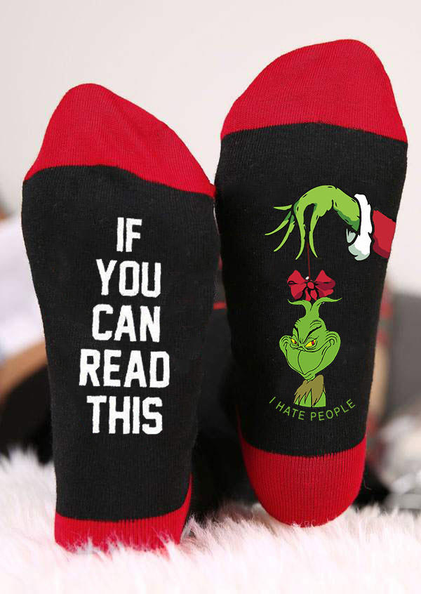 Christmas I Hate People Crew Socks - Red