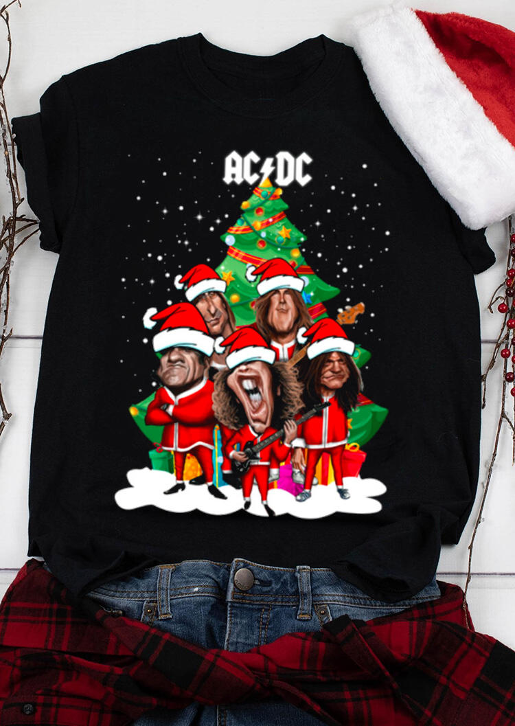 

AC DC Characters Christmas Tree T-Shirt Tee - Black, 521601