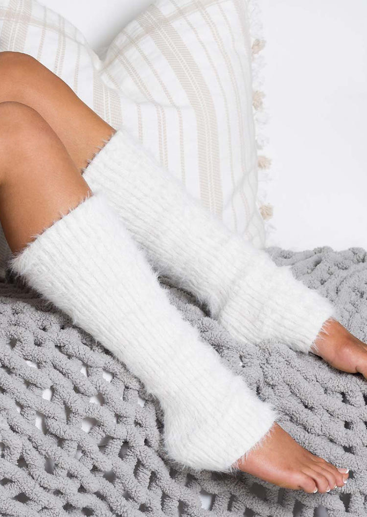 

Soft Warm Plush Leg Warmers Socks, Pink;white, 521632