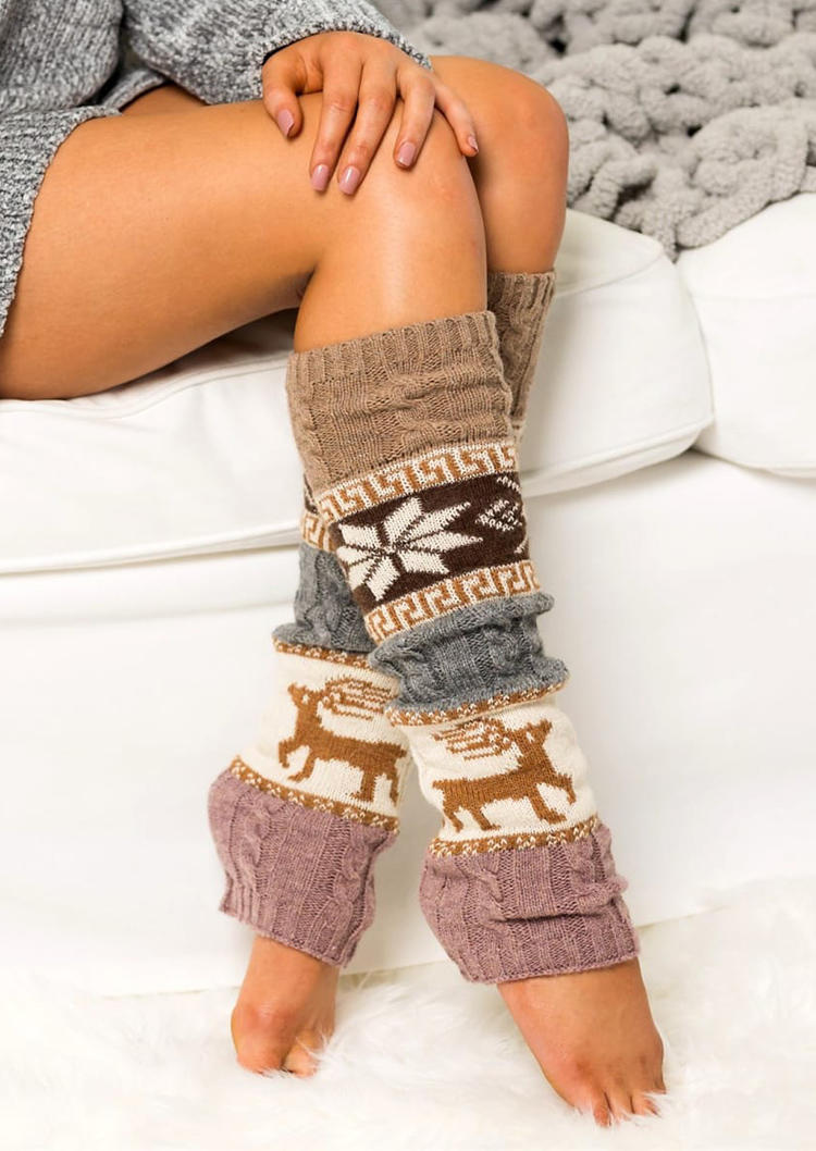 

Christmas Reindeer Leg Warmers Socks, Black;khaki, 521634