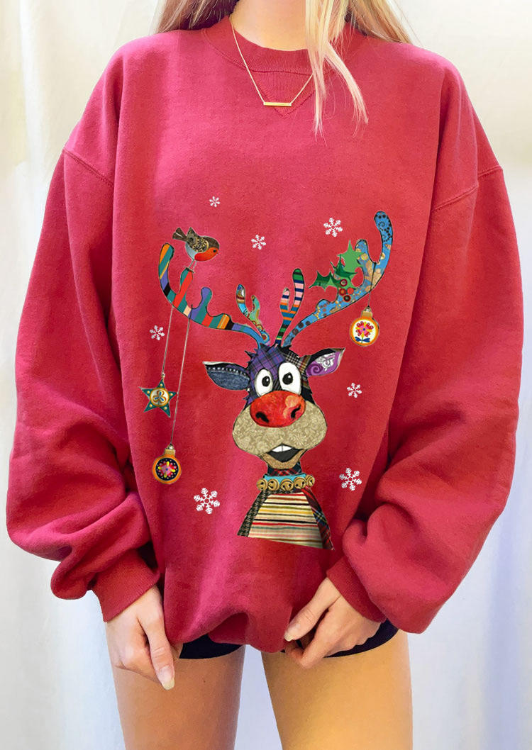 

Christmas Reindeer Long Sleeve Sweatshirt - Red, 521687