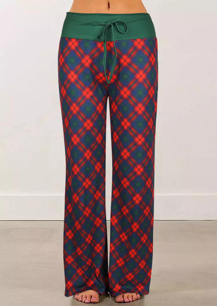 

Plaid Drawstring Wide Leg Pants, 520781