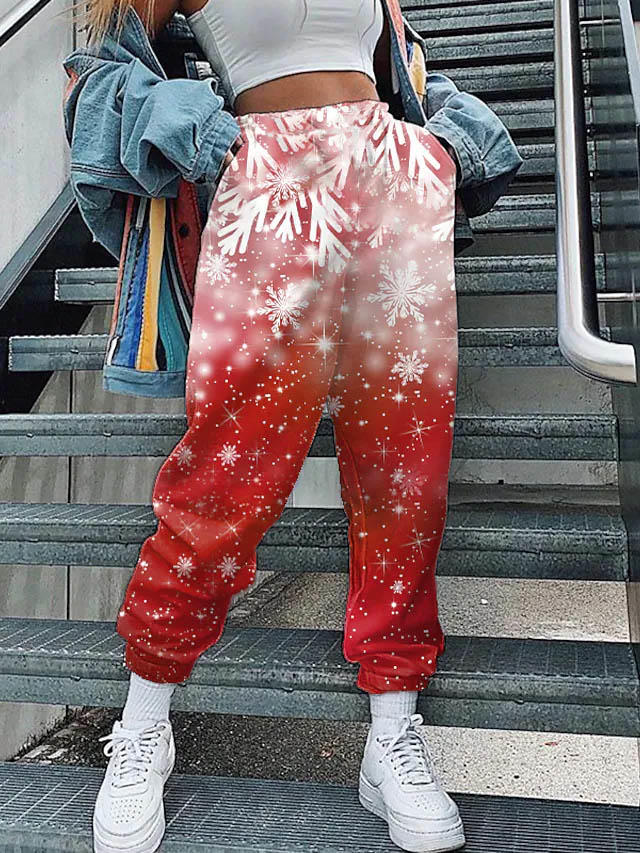 

Snowflake Gradient Sweatpants - Red, 521436