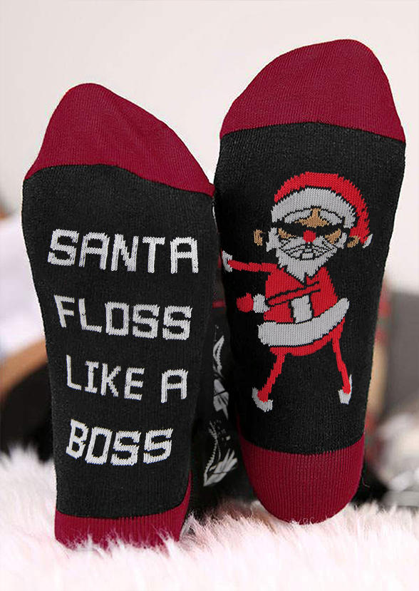 

Santa Floss Like A Boss Crew Socks, Red, 521495