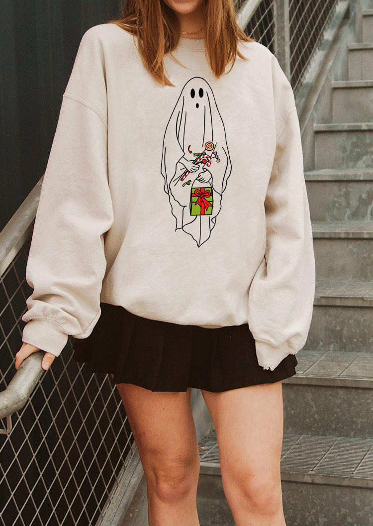 

Christmas Gift Ghost Long Sleeve Sweatshirt - Apricot, 521597