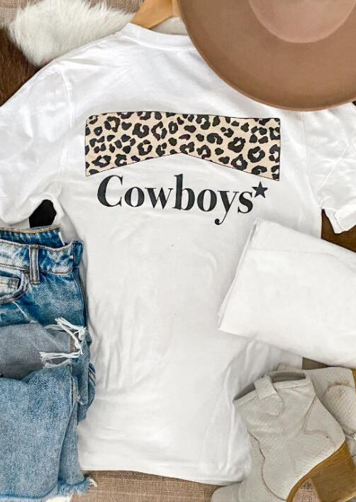 

Cowboys Leopard T-Shirt Tee - White, 521674