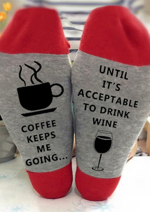 

Coffee Keeps Me Going Crew Socks - Gray, 521696
