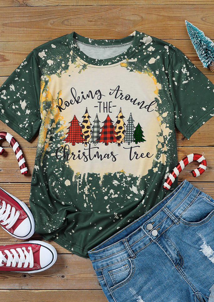 Rocking Around The Christmas Tree T-Shirt Tee - Green