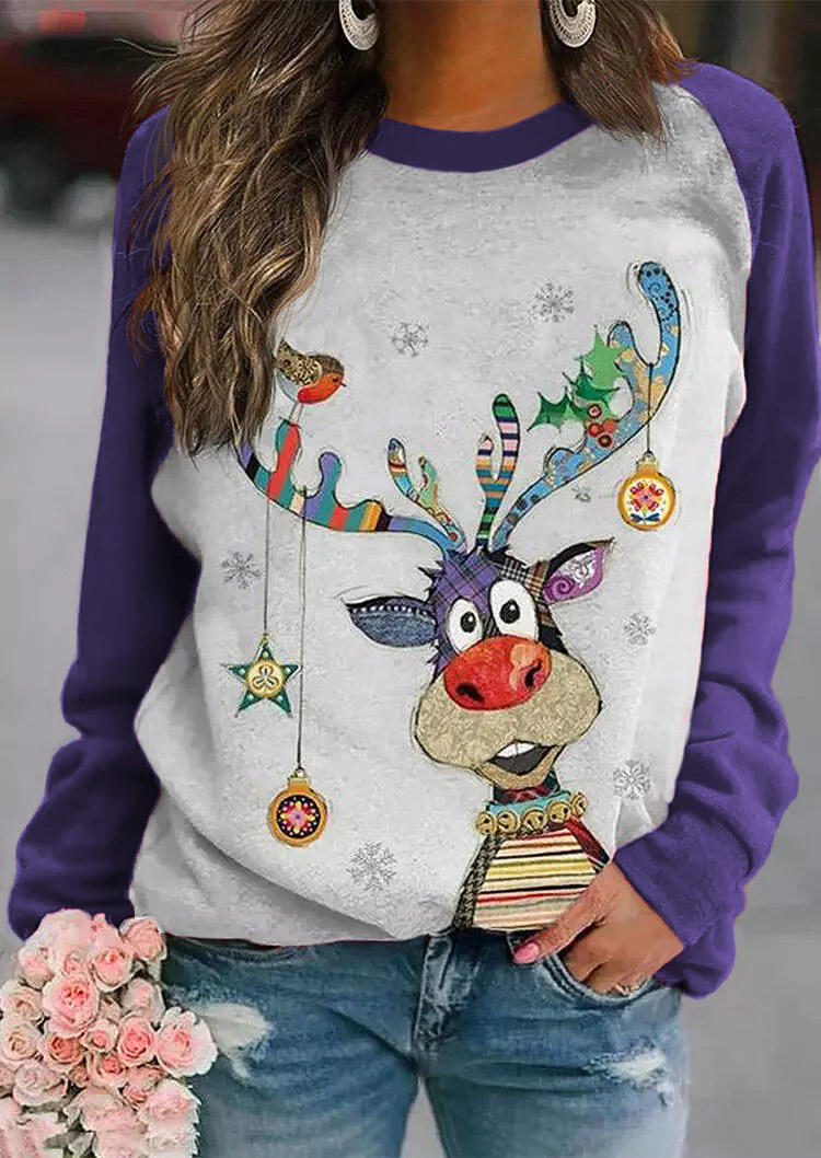 

Reindeer Lights Raglan Sleeve Blouse - Blue, 521742