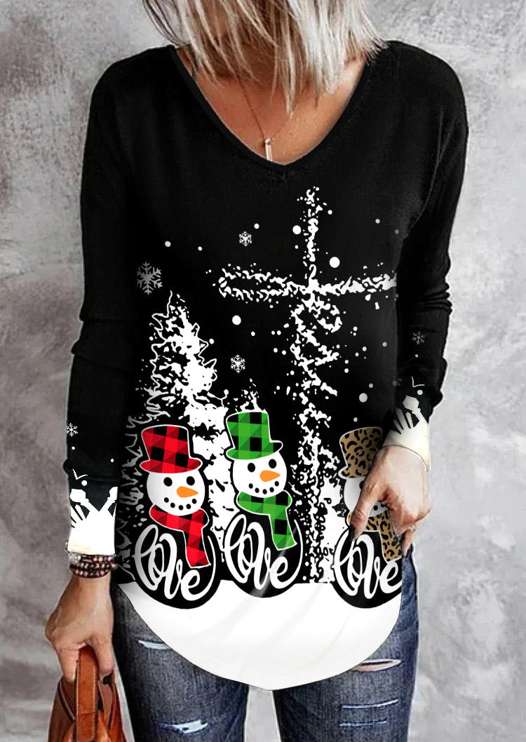 

Hope Love Faith Snowman Blouse - Black, 521744