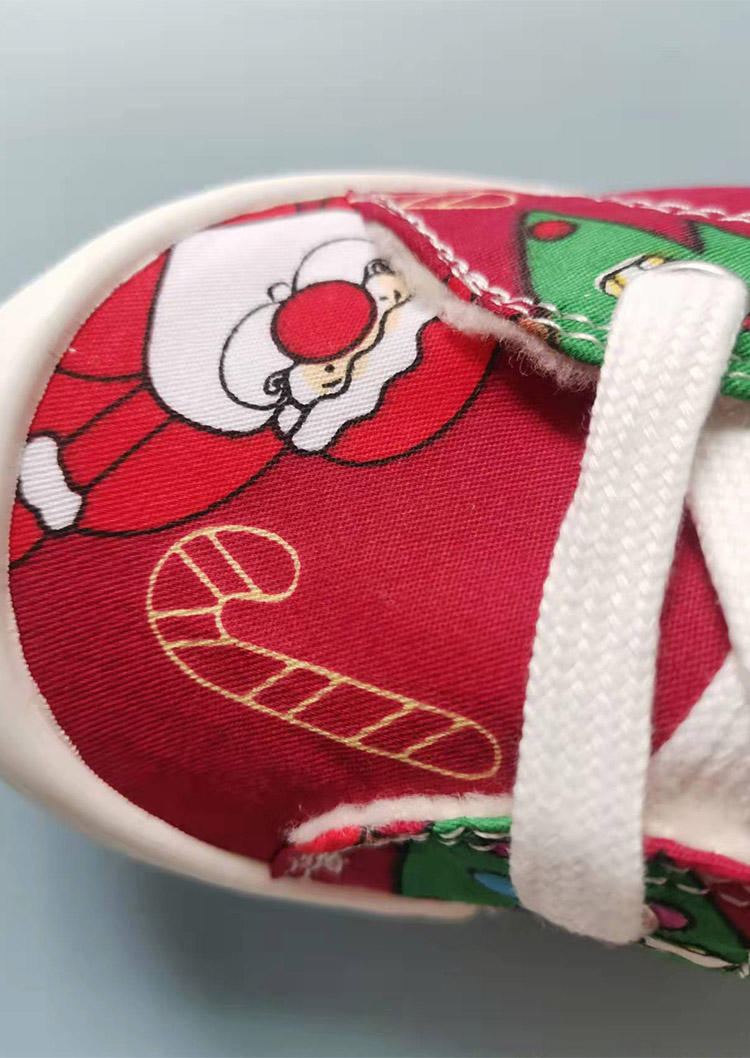 Christmas Tree Santa Claus Fleece Sneakers - Red