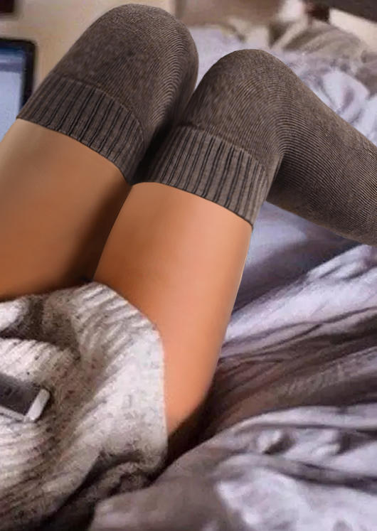 

Soft Warm Over Knee Long Socks, Light coffee, 521070