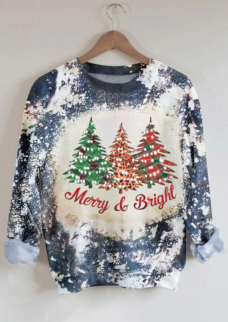 

Merry & Bright Tree Bleached Sweatshirt - Navy Blue, 521255