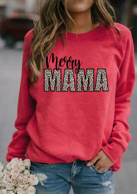 Buy Merry Mama Leopard Long Sleeve Sweatshirt - Peach Red. Picture