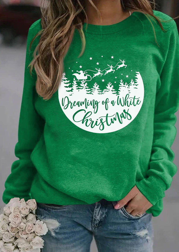 Buy Dreaming Of A White Christmas Reindeer Sweatshirt - Green. Picture