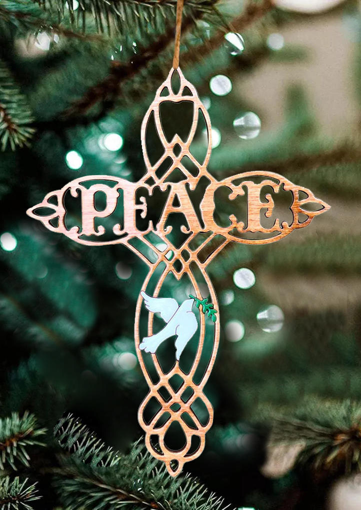 

Christmas Hollow Out Peace Cross Pendant Ornament, Multicolor, 521376