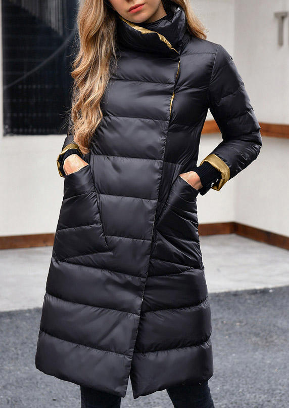 

Winter Double-Sided Long Down Coat - Black, 521378