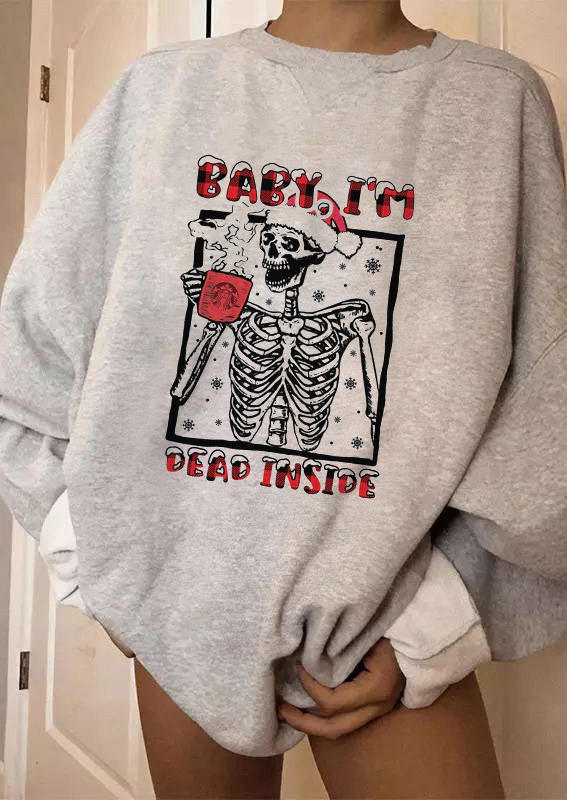 

Christmas Baby I' Dead Inside Skeleton Sweatshirt - Light Grey, 521982